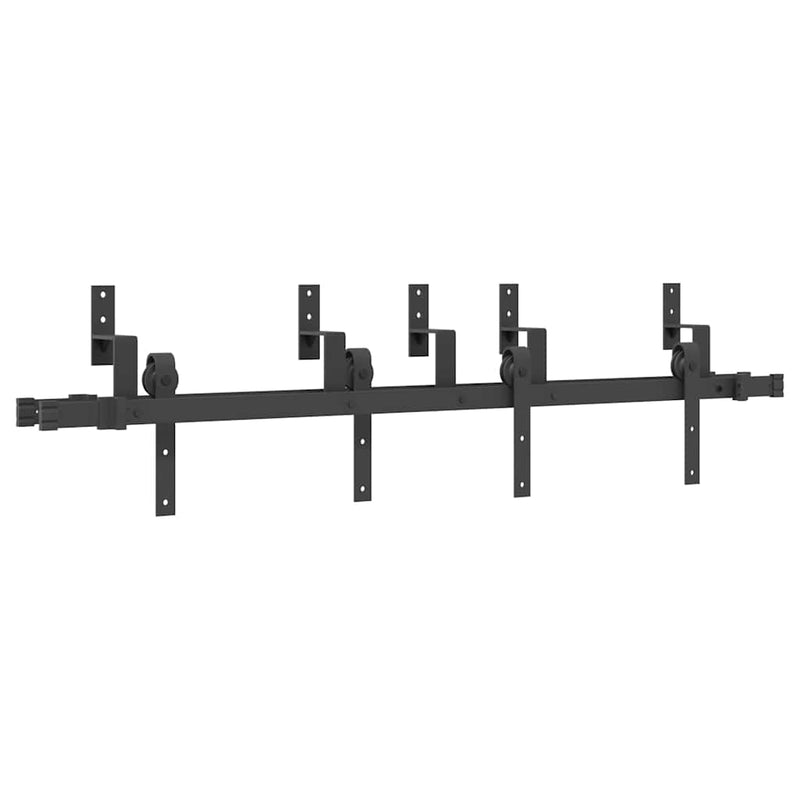 Set feronerie pentru uși glisante, negru, 152,5 cm, oțel