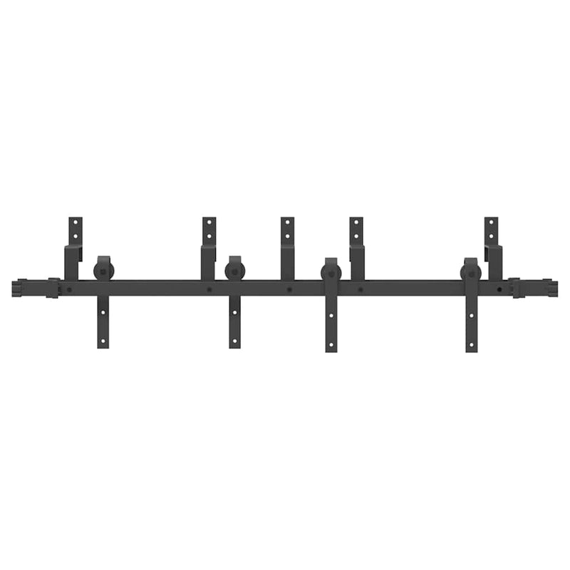 Set feronerie pentru uși glisante, negru, 152,5 cm, oțel