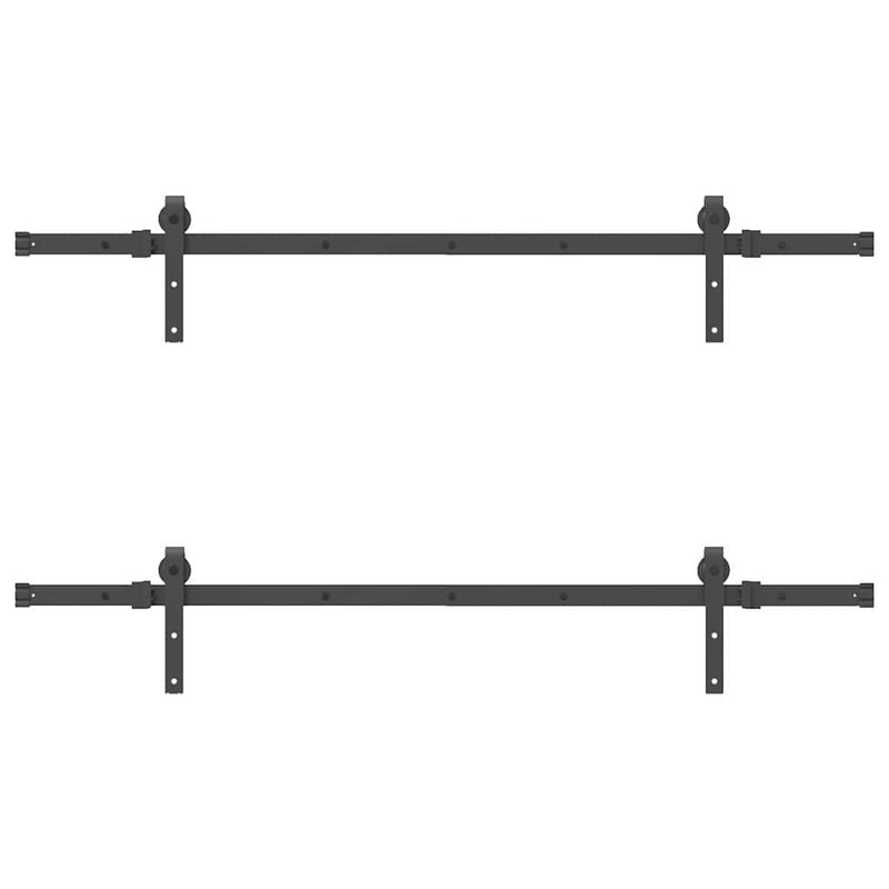 Set feronerie pentru uși glisante, negru, 152,5 cm, oțel