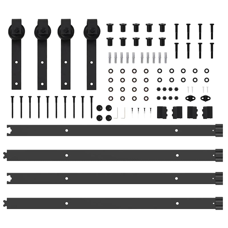 Set feronerie pentru uși glisante, negru, 152,5 cm, oțel