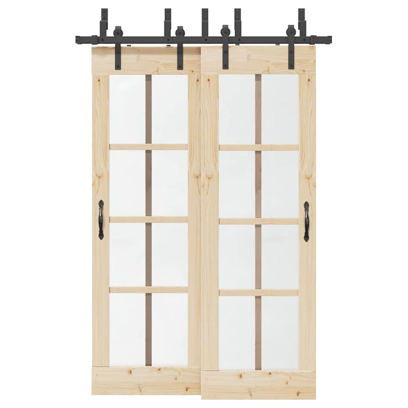 Set feronerie pentru uși glisante, negru, 152,5 cm, oțel
