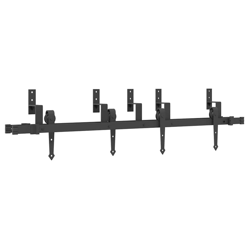 Set feronerie pentru uși glisante, negru, 152,5 cm, oțel