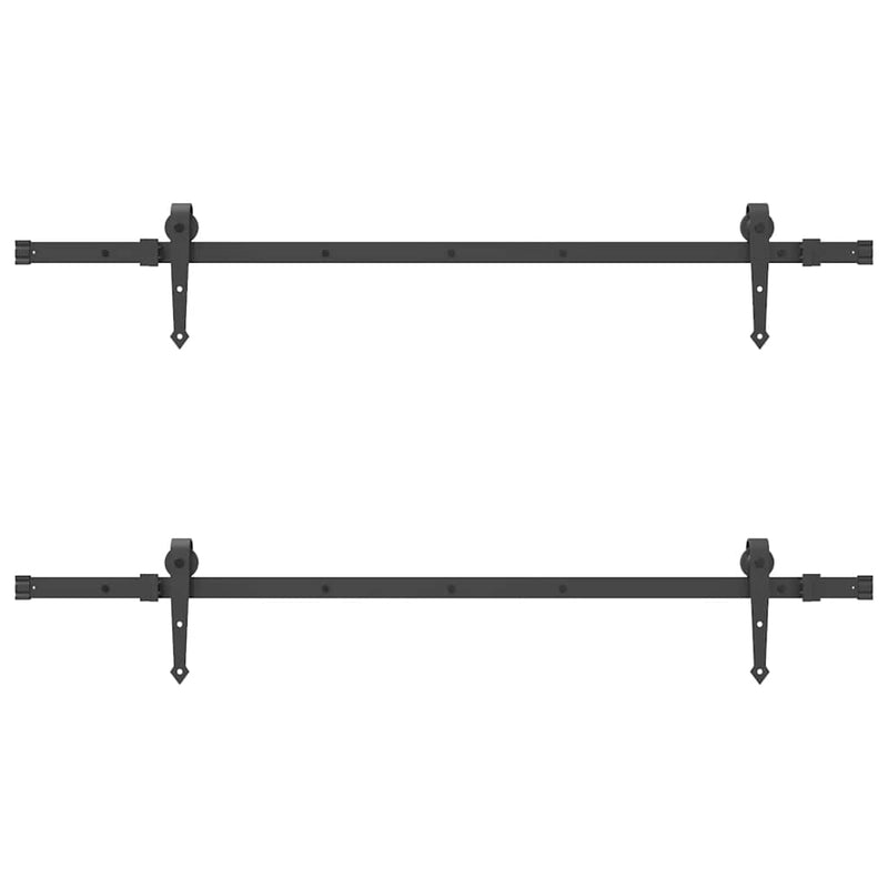 Set feronerie pentru uși glisante, negru, 152,5 cm, oțel