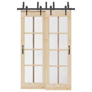 Set feronerie pentru uși glisante, negru, 152,5 cm, oțel