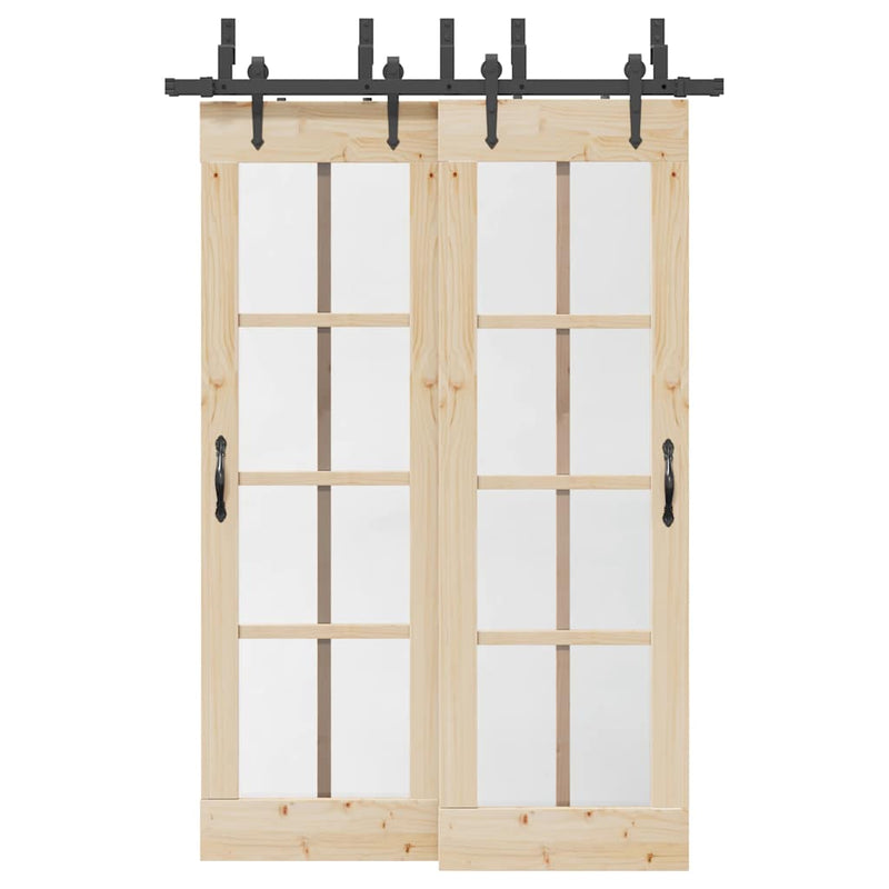 Set feronerie pentru uși glisante, negru, 152,5 cm, oțel