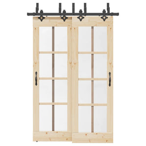 Set feronerie pentru uși glisante, negru, 152,5 cm, oțel