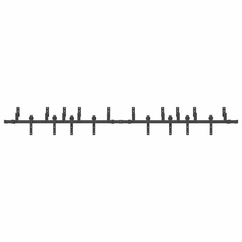 Set feronerie pentru uși glisante, negru, 305 cm, oțel