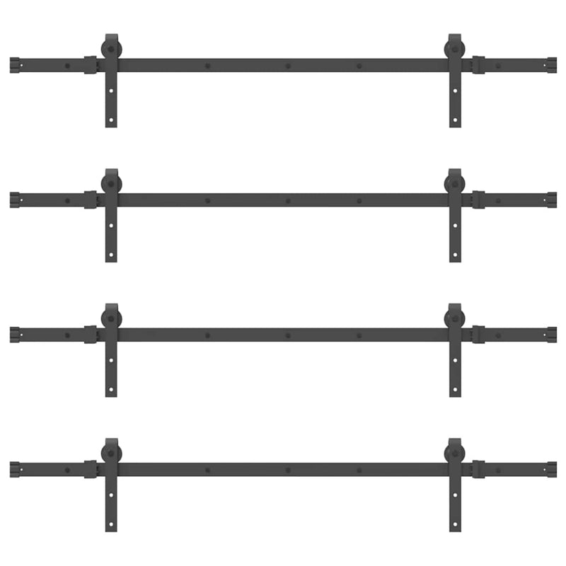 Set feronerie pentru uși glisante, negru, 305 cm, oțel