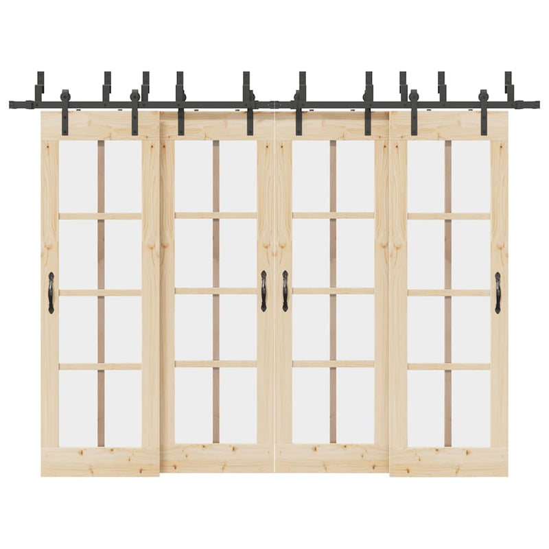 Set feronerie pentru uși glisante, negru, 305 cm, oțel