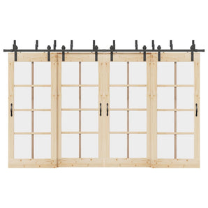 Set feronerie pentru uși glisante, negru, 366 cm, oțel