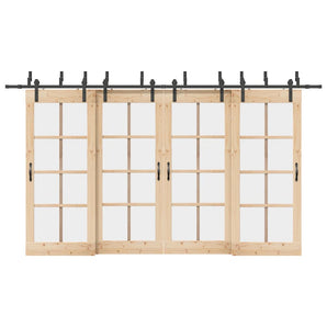 Set feronerie pentru uși glisante, negru, 400 cm, oțel