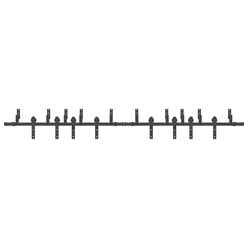 Set feronerie pentru uși glisante, negru, 305 cm, oțel