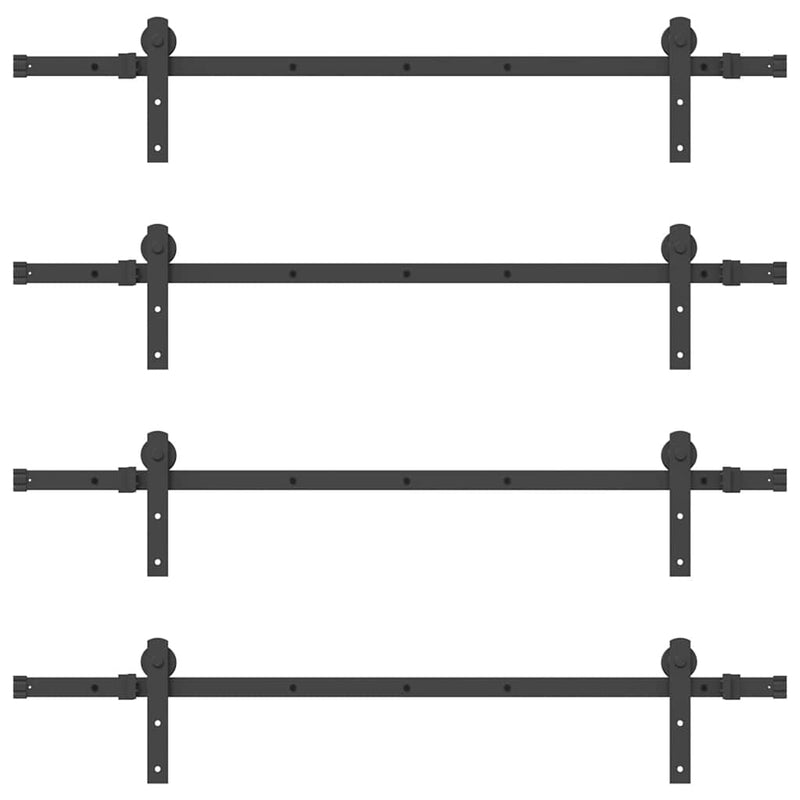 Set feronerie pentru uși glisante, negru, 305 cm, oțel