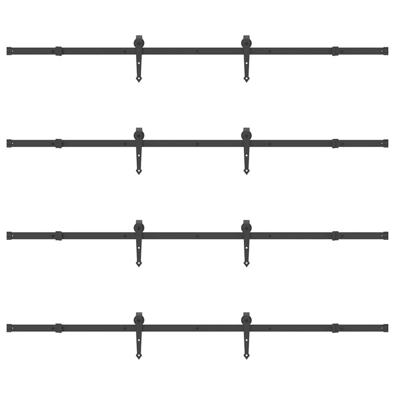 Set feronerie pentru uși glisante, negru, 427 cm, oțel