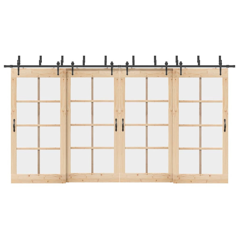 Set feronerie pentru uși glisante, negru, 427 cm, oțel