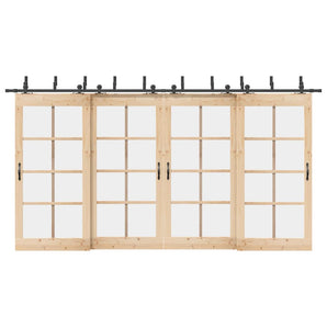 Set feronerie pentru uși glisante, negru, 427 cm, oțel
