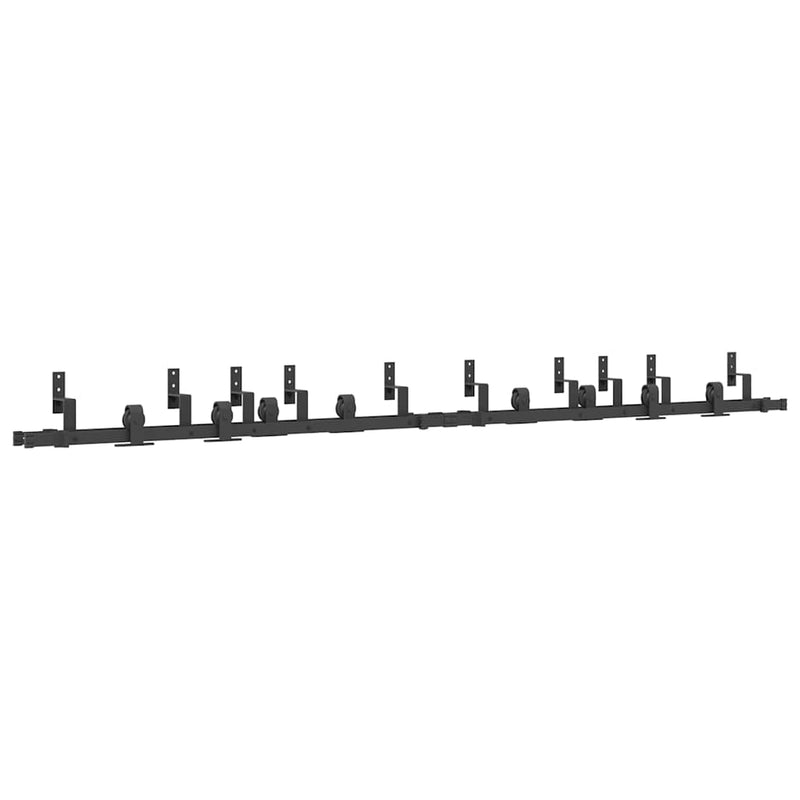 Set feronerie pentru uși glisante, negru, 305 cm, oțel