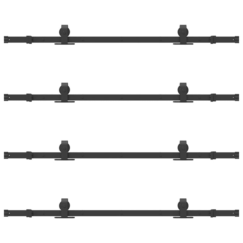 Set feronerie pentru uși glisante, negru, 305 cm, oțel