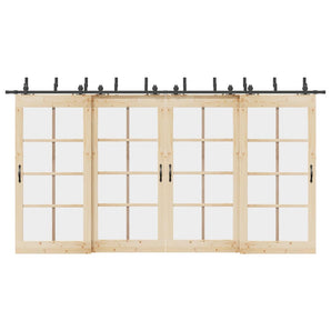 Set feronerie pentru uși glisante, negru, 427 cm, oțel