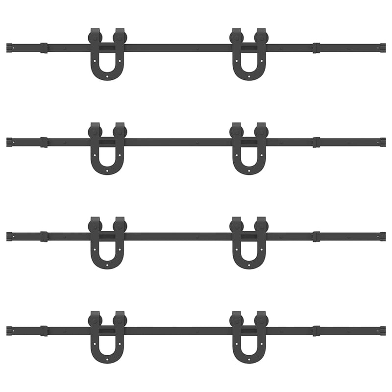 Set feronerie pentru uși glisante, negru, 366 cm, oțel