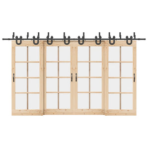 Set feronerie pentru uși glisante, negru, 400 cm, oțel