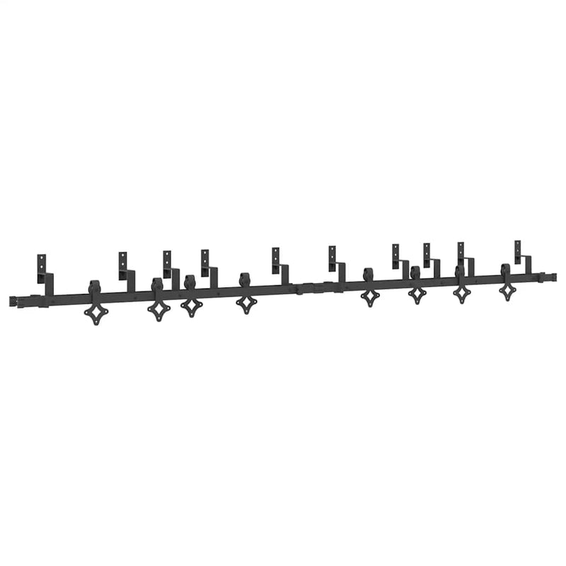 Set feronerie pentru uși glisante, negru, 305 cm, oțel