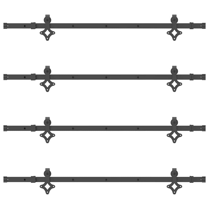 Set feronerie pentru uși glisante, negru, 305 cm, oțel