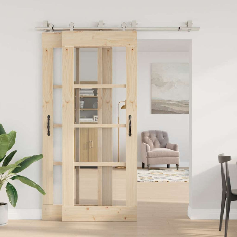Set piese pentru ușă glisantă, argintiu, 183 cm oțel inoxidabil