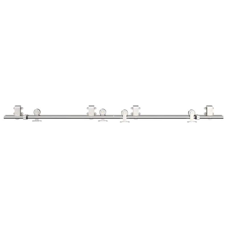 Set piese pentru ușă glisantă, argintiu, 183 cm oțel inoxidabil