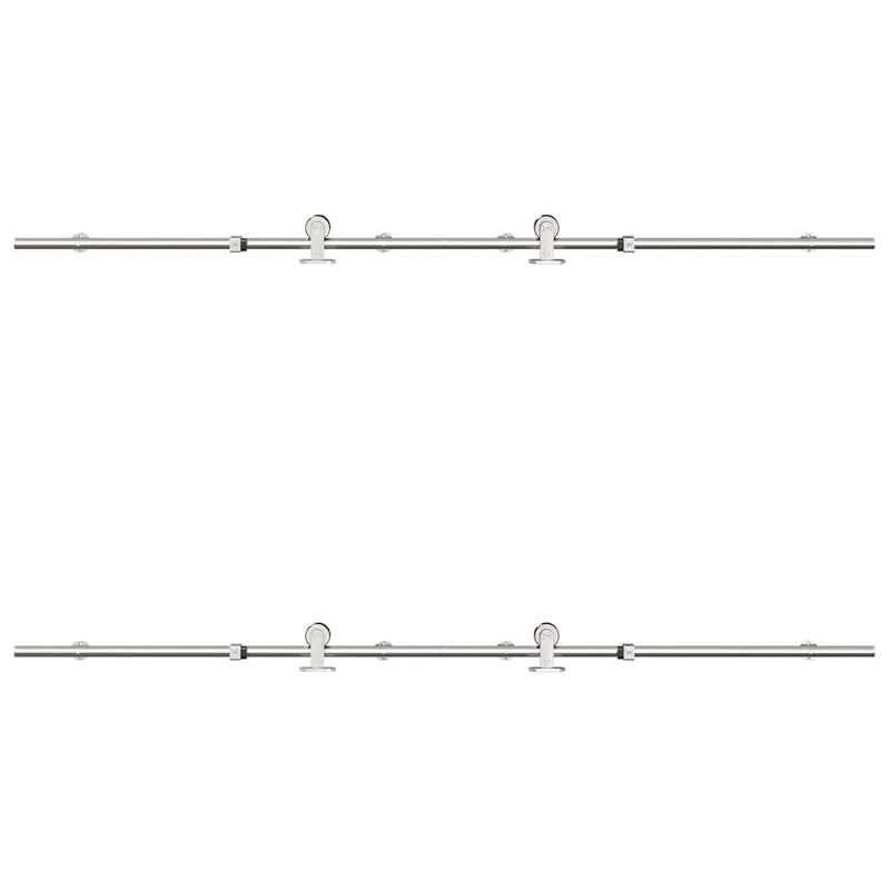 Set piese pentru ușă glisantă, argintiu, 183 cm oțel inoxidabil