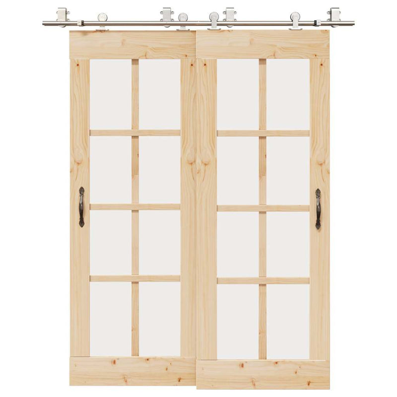 Set piese pentru ușă glisantă, argintiu, 183 cm oțel inoxidabil