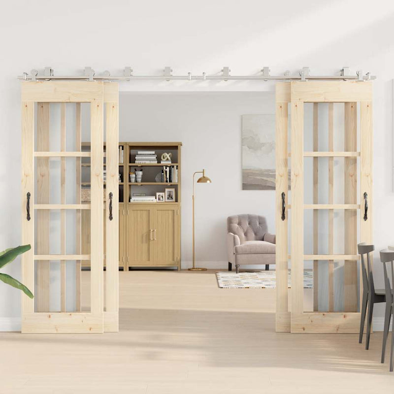Set piese pentru ușă glisantă, argintiu, 366 cm oțel inoxidabil