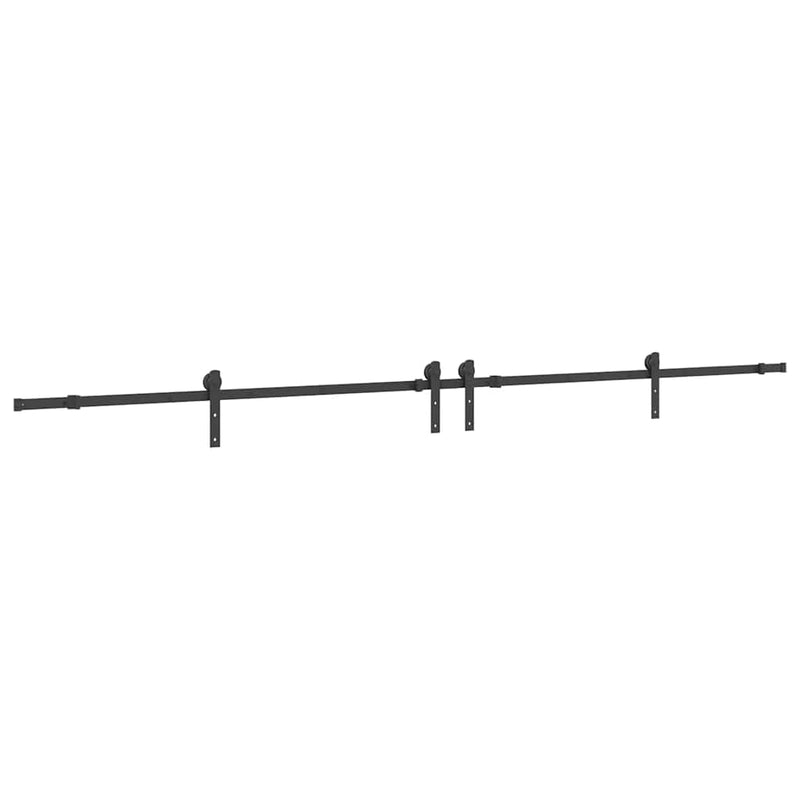 Set feronerie pentru uși glisante, negru, 366 cm, oțel