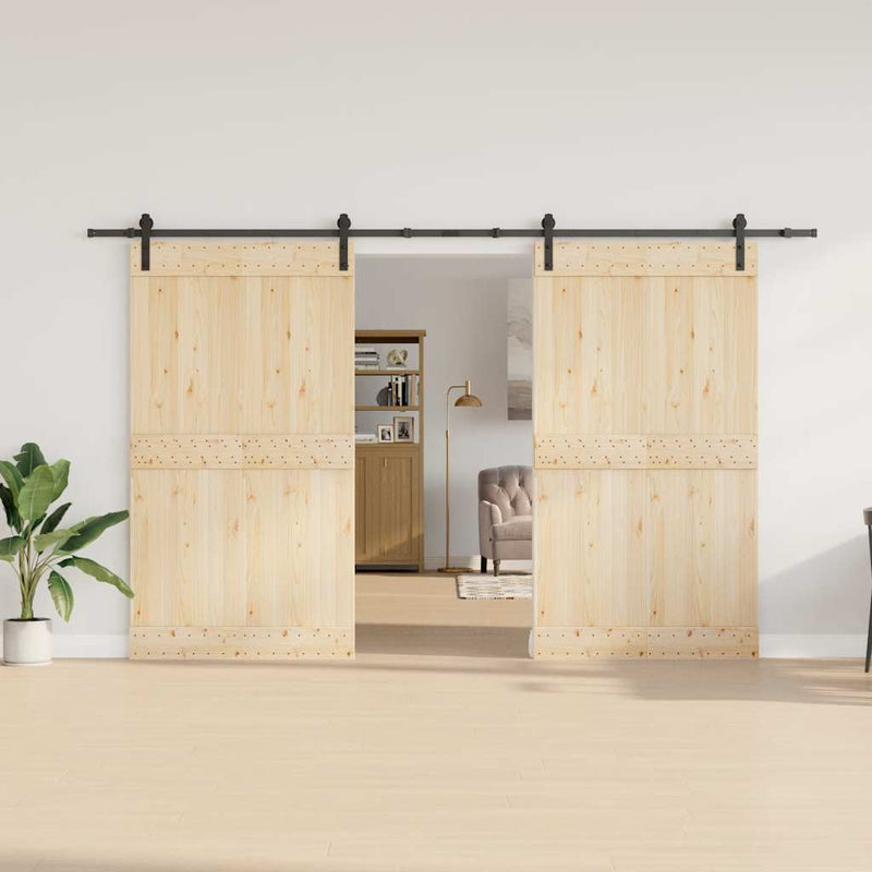 Set feronerie pentru uși glisante, negru, 366 cm, oțel