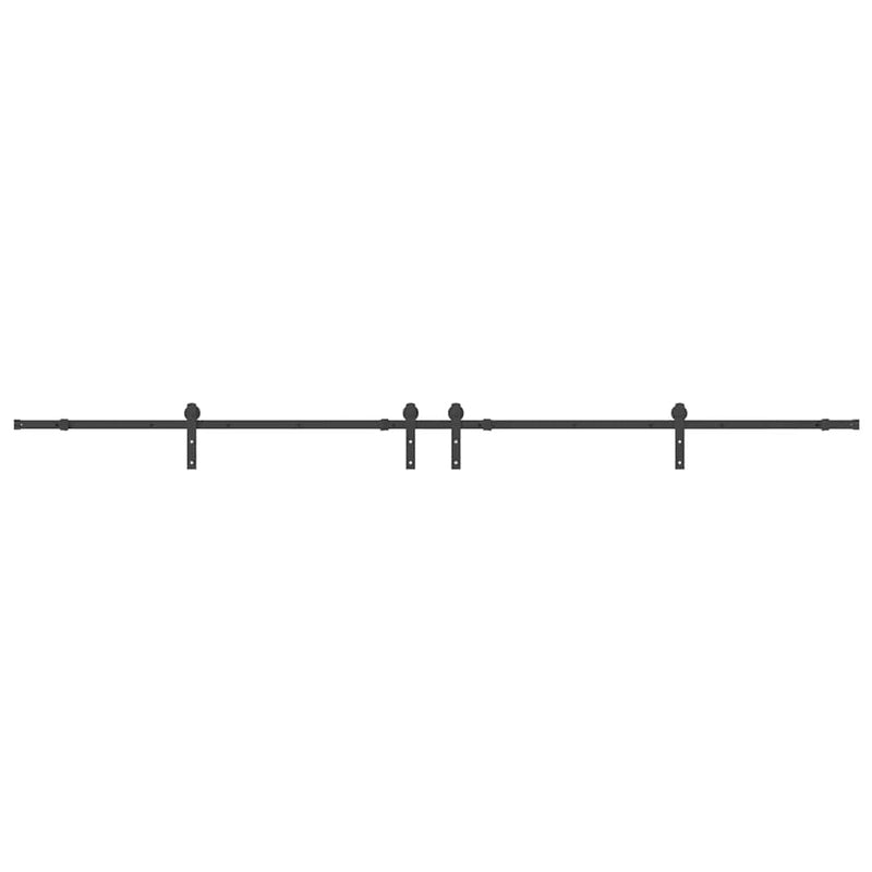 Set feronerie pentru uși glisante, negru, 366 cm, oțel