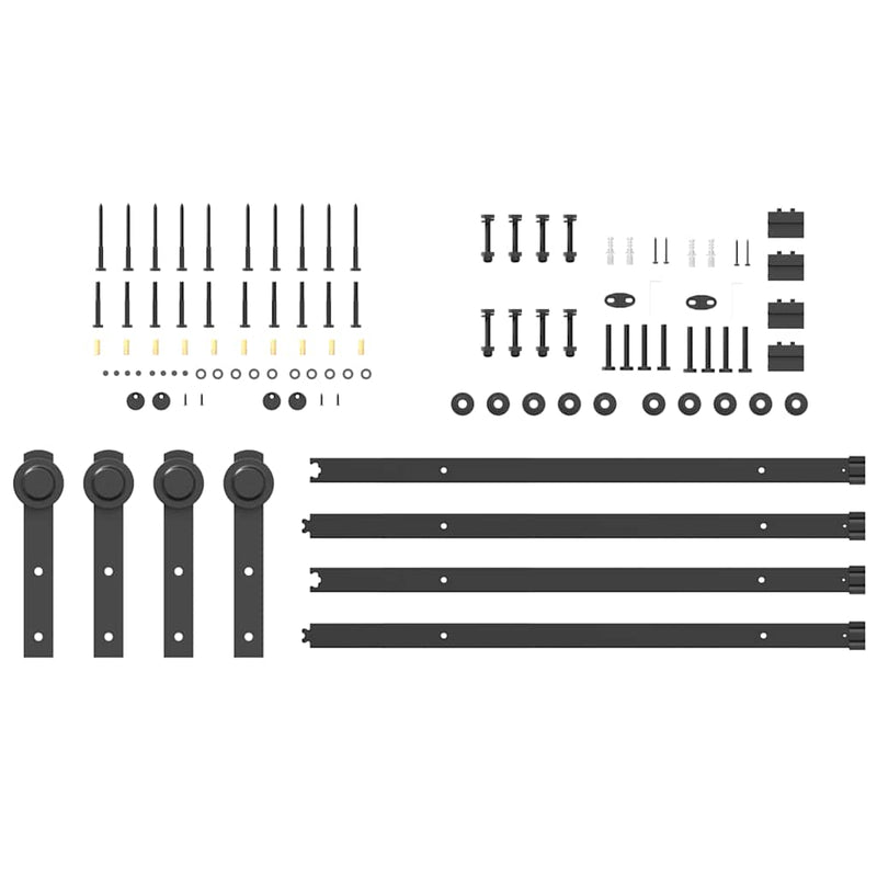 Set feronerie pentru uși glisante, negru, 366 cm, oțel
