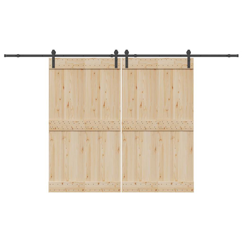 Set feronerie pentru uși glisante, negru, 366 cm, oțel
