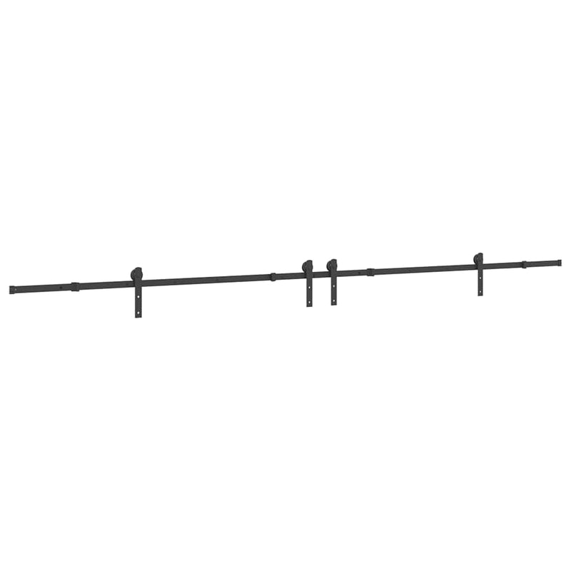 Set feronerie pentru uși glisante, negru, 400 cm, oțel