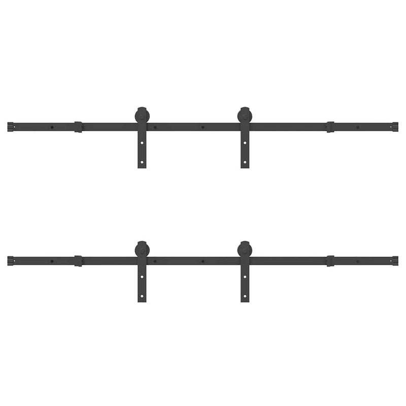 Set feronerie pentru uși glisante, negru, 400 cm, oțel