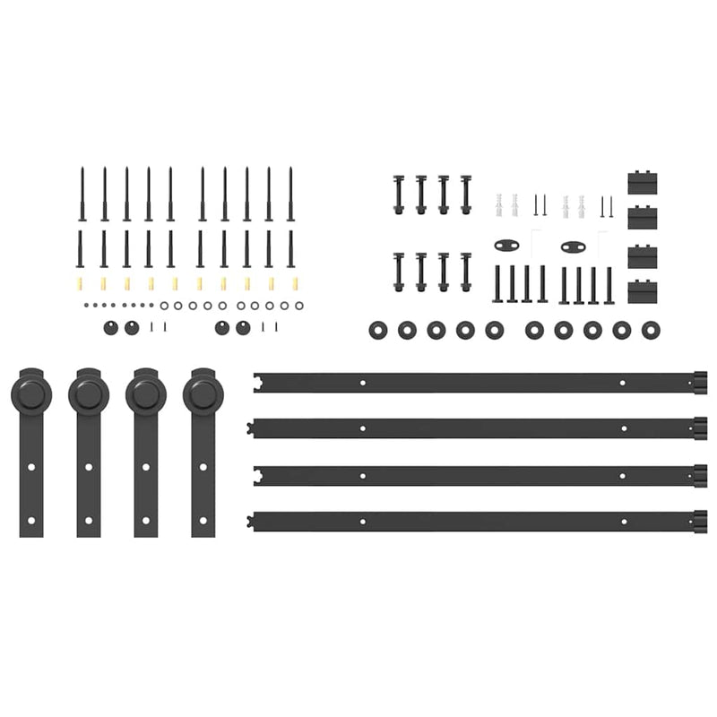 Set feronerie pentru uși glisante, negru, 400 cm, oțel