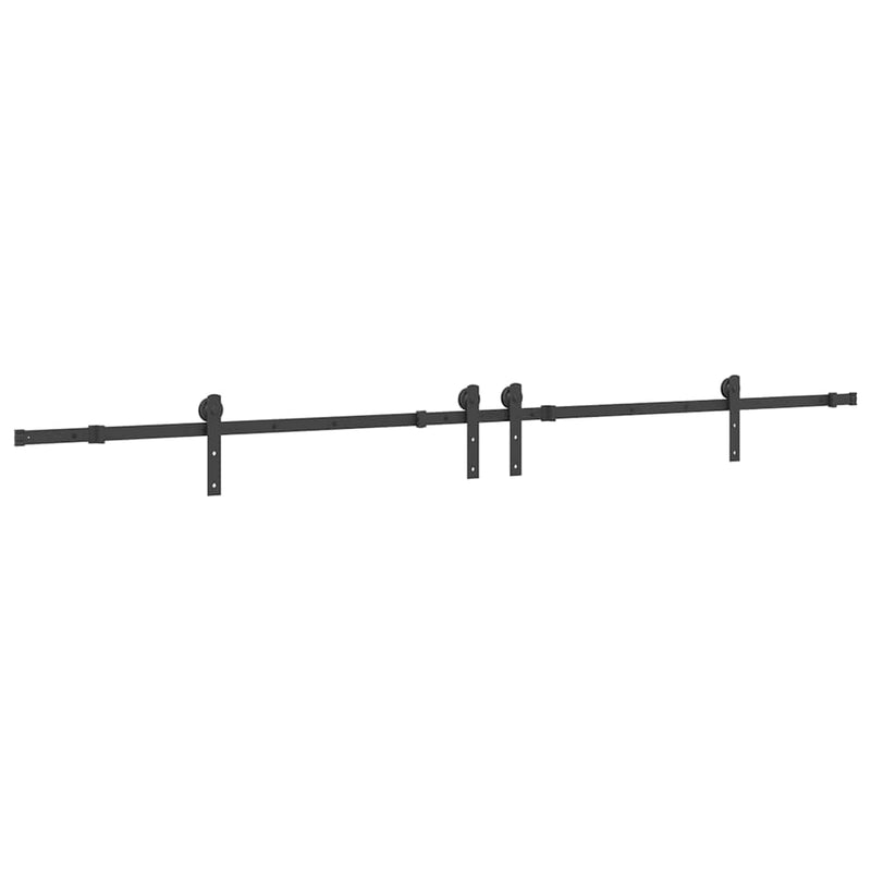 Set feronerie pentru uși glisante, negru, 305 cm, oțel