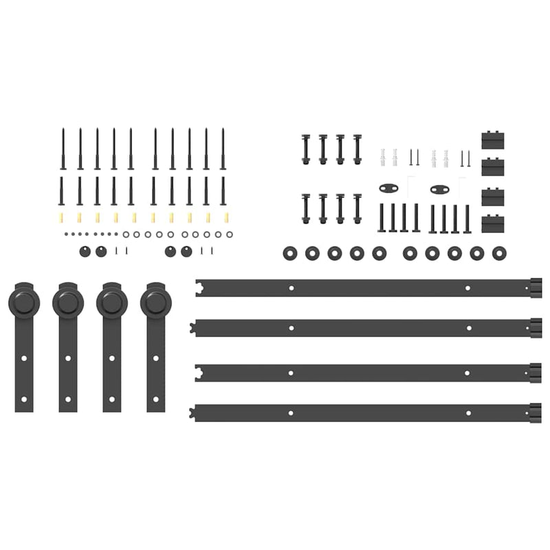 Set feronerie pentru uși glisante, negru, 305 cm, oțel