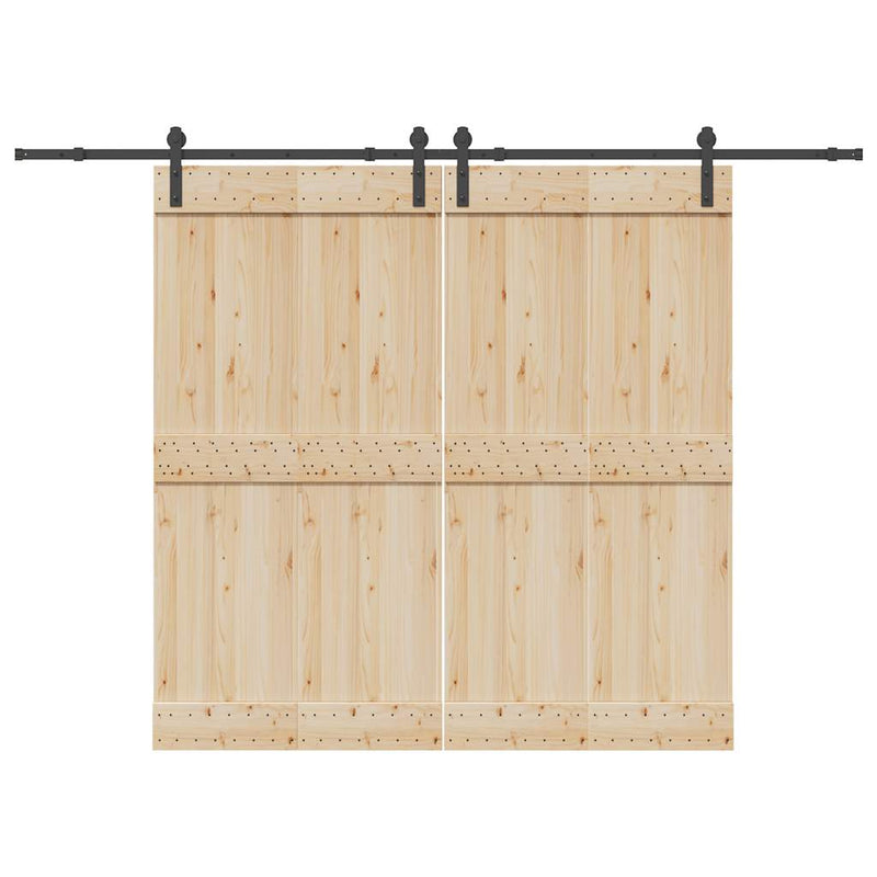 Set feronerie pentru uși glisante, negru, 305 cm, oțel