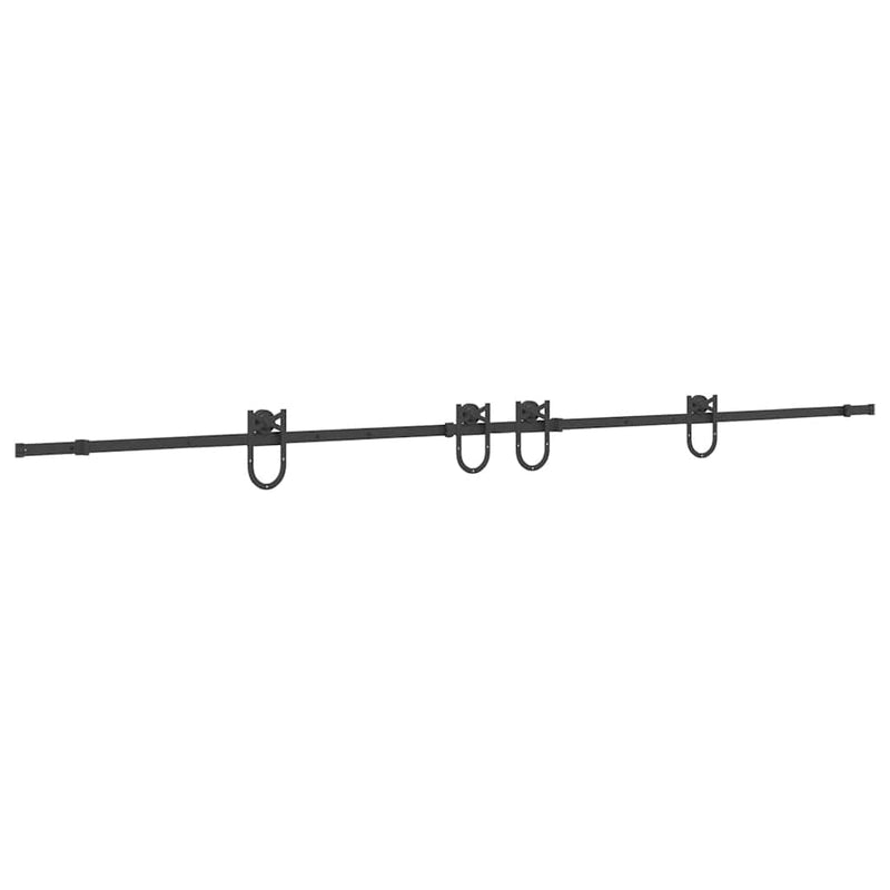 Set feronerie pentru uși glisante, negru, 366 cm, oțel