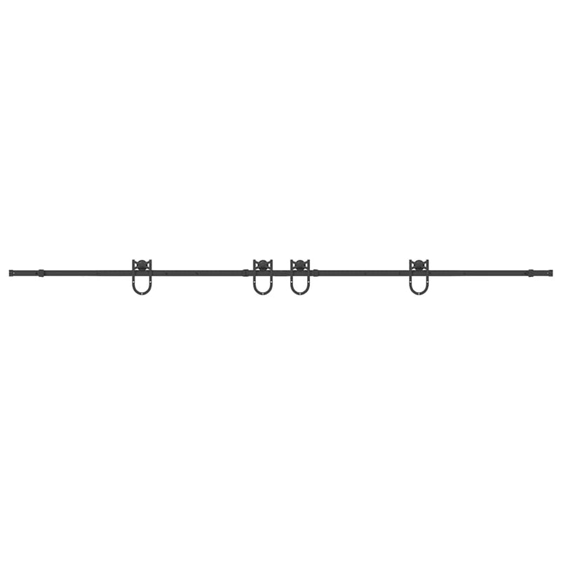 Set feronerie pentru uși glisante, negru, 366 cm, oțel