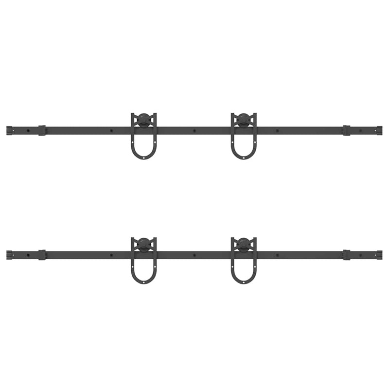 Set feronerie pentru uși glisante, negru, 366 cm, oțel