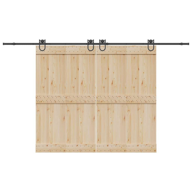 Set feronerie pentru uși glisante, negru, 366 cm, oțel