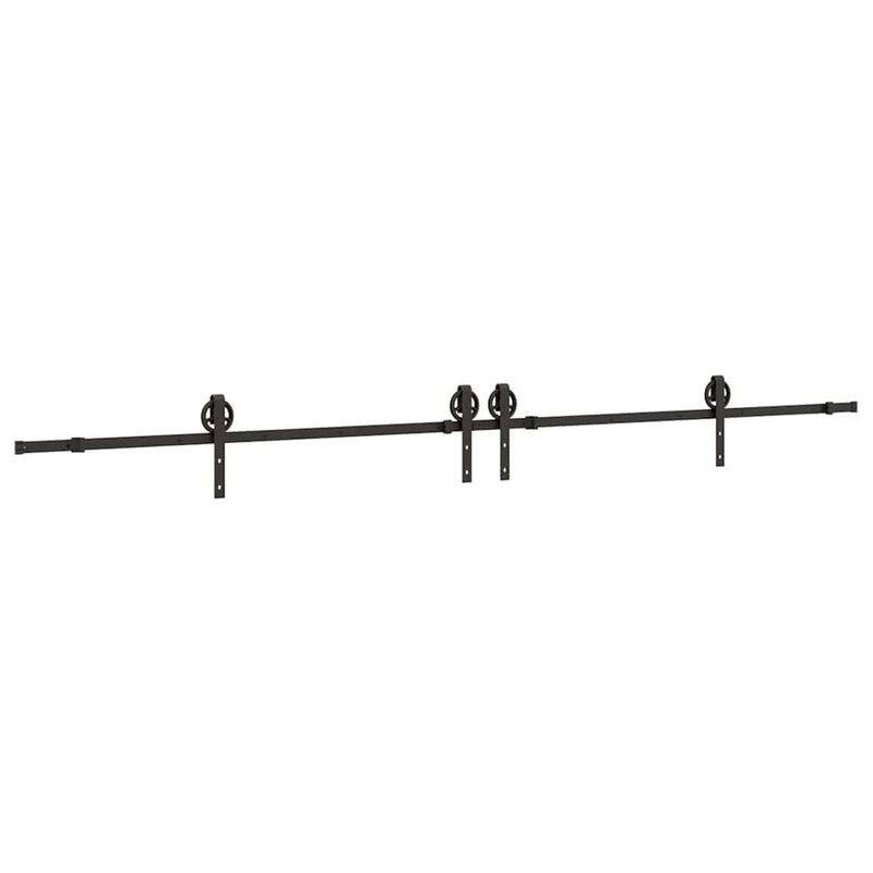 Set feronerie pentru uși glisante, negru, 366 cm, oțel