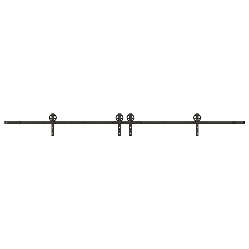 Set feronerie pentru uși glisante, negru, 366 cm, oțel