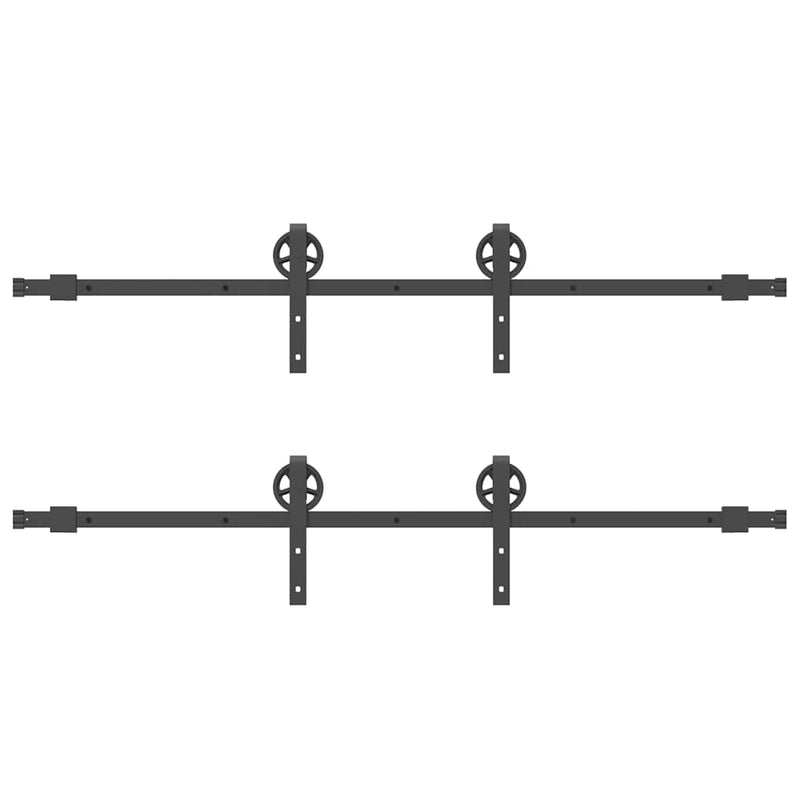 Set feronerie pentru uși glisante, negru, 366 cm, oțel